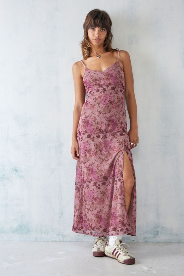 Floral mesh maxi sales dress