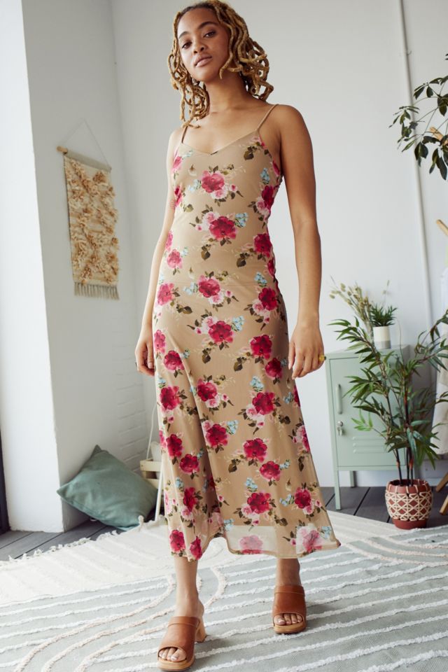 Floral mesh sale maxi dress