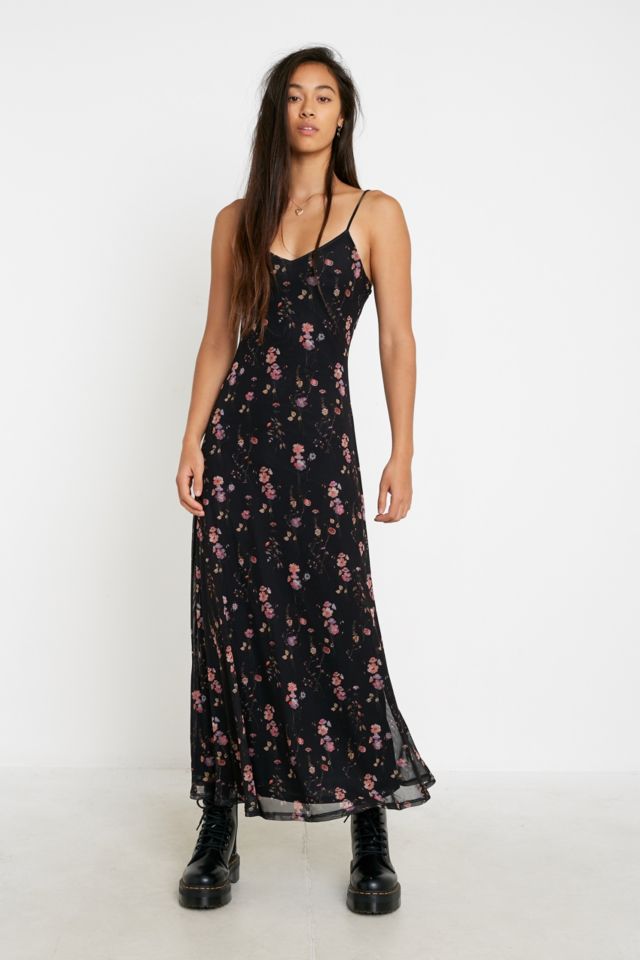 Floral mesh best sale maxi dress