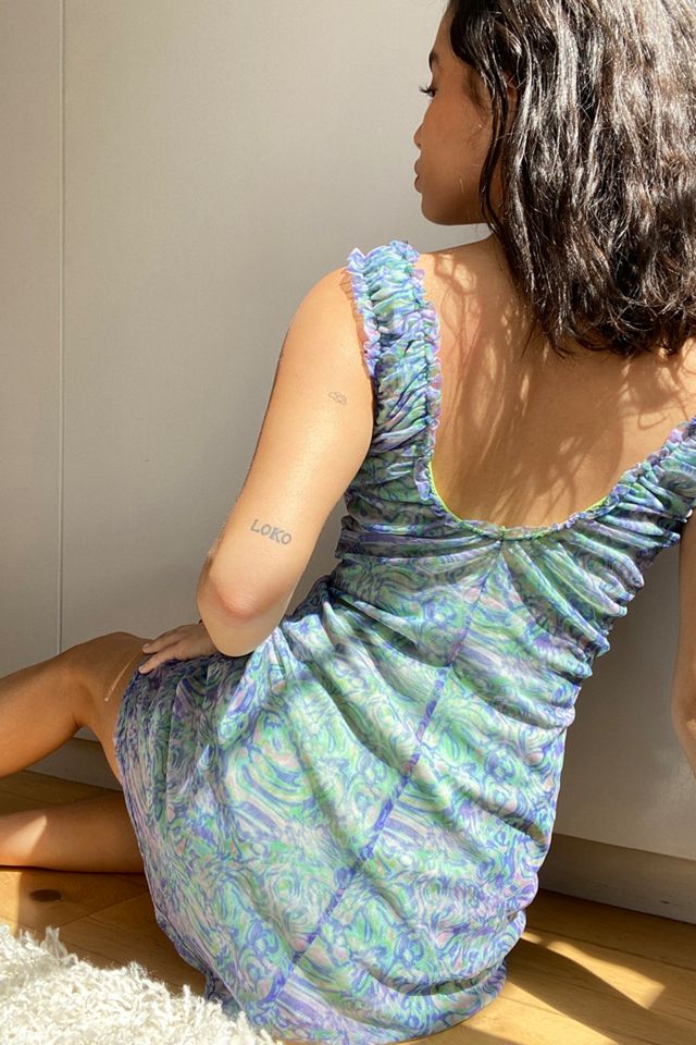 UO Maxwell Blue Swirl Mini Dress | Urban Outfitters UK