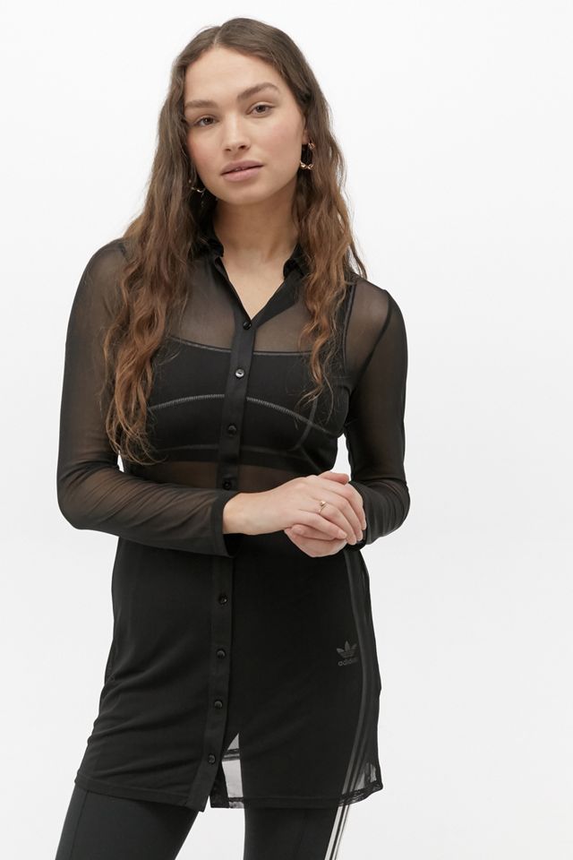 UO Black Mesh Shirt Dress | Urban Outfitters UK