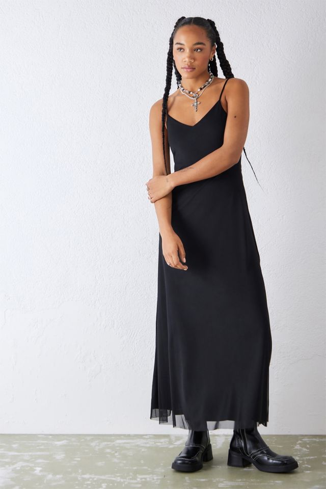 UO Black Mesh Maxi Dress Urban Outfitters UK