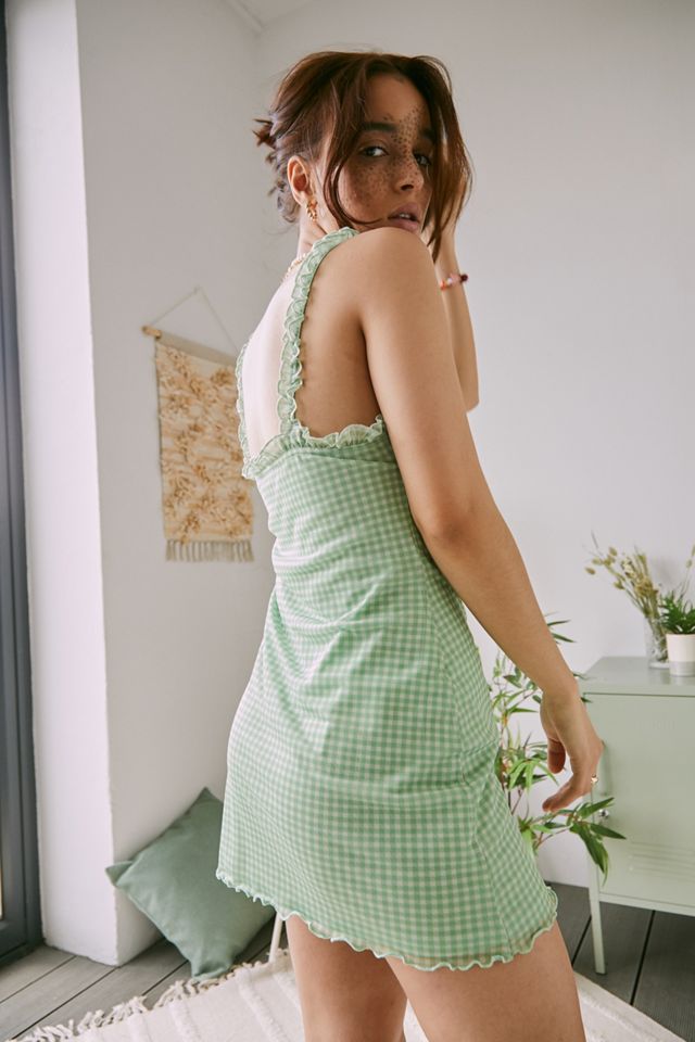 urban outfitters green gingham dress Rent French Connection Camille Wrap Midi Dress in Poise Green main image 0
