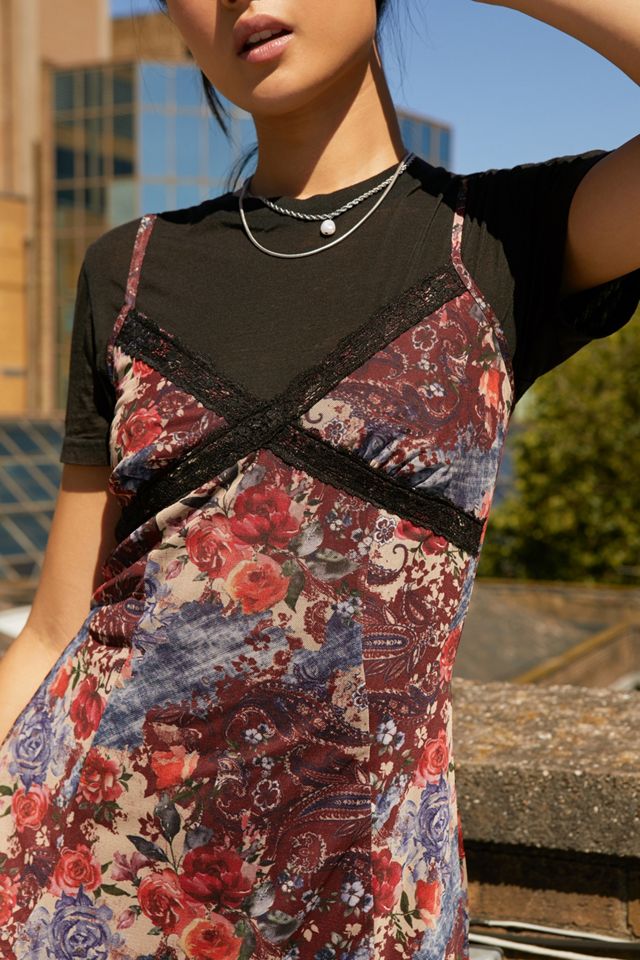 UO Lace Mesh Paisley Mini Dress #2