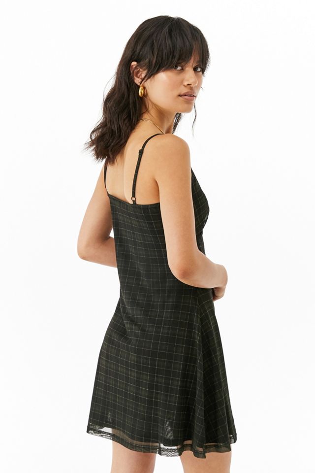 UO – Kariertes Minikleid aus Netzstoff und Spitze #3