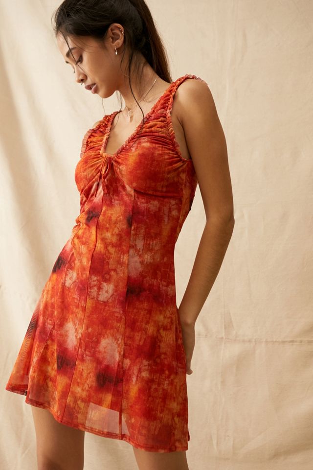 UO Maxwell Orange Mini Dress #1