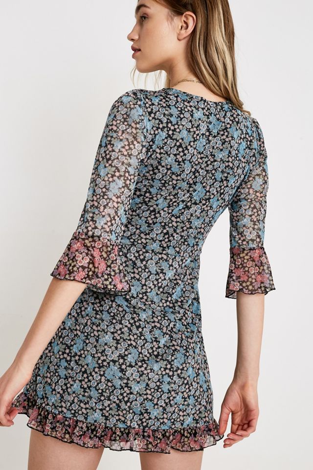 UO Mixed Floral Mesh Wrap Dress #3