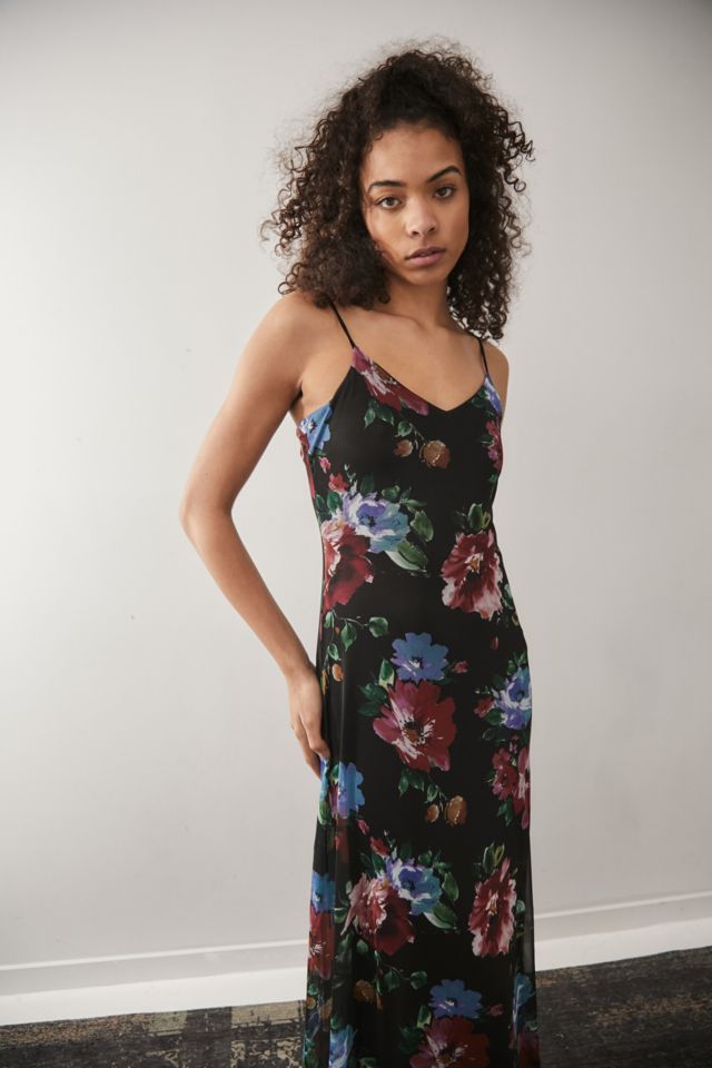 Floral mesh hotsell maxi dress