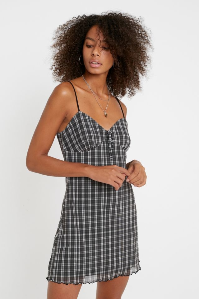 UO Elodie Black & White Check Mini Dress | Urban Outfitters UK