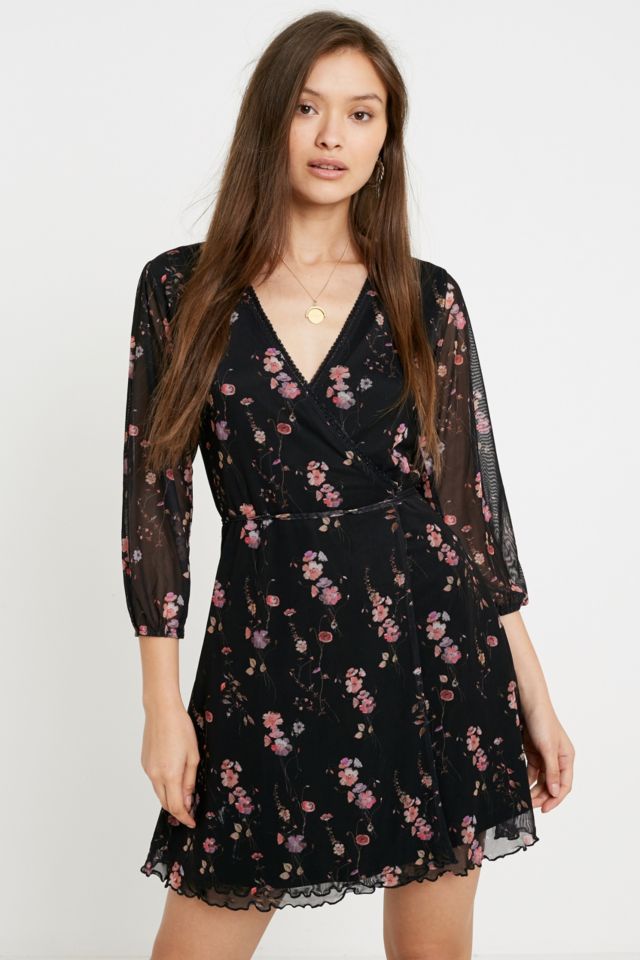 Urban outfitters outlet floral wrap dress