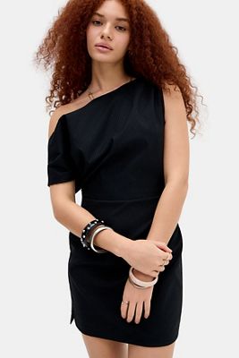 UO Ribbed Bengaline Drape Mini Dress
