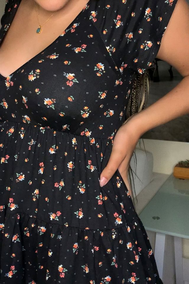UO Julia Black Floral Short Sleeve Mini Dress #2