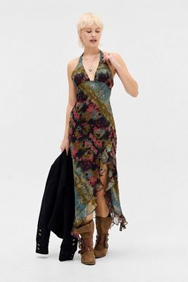 denim halter dress maxi Already Iconic Halter Denim Mini Dress (Dark Blue) · NanaMacs main image 1