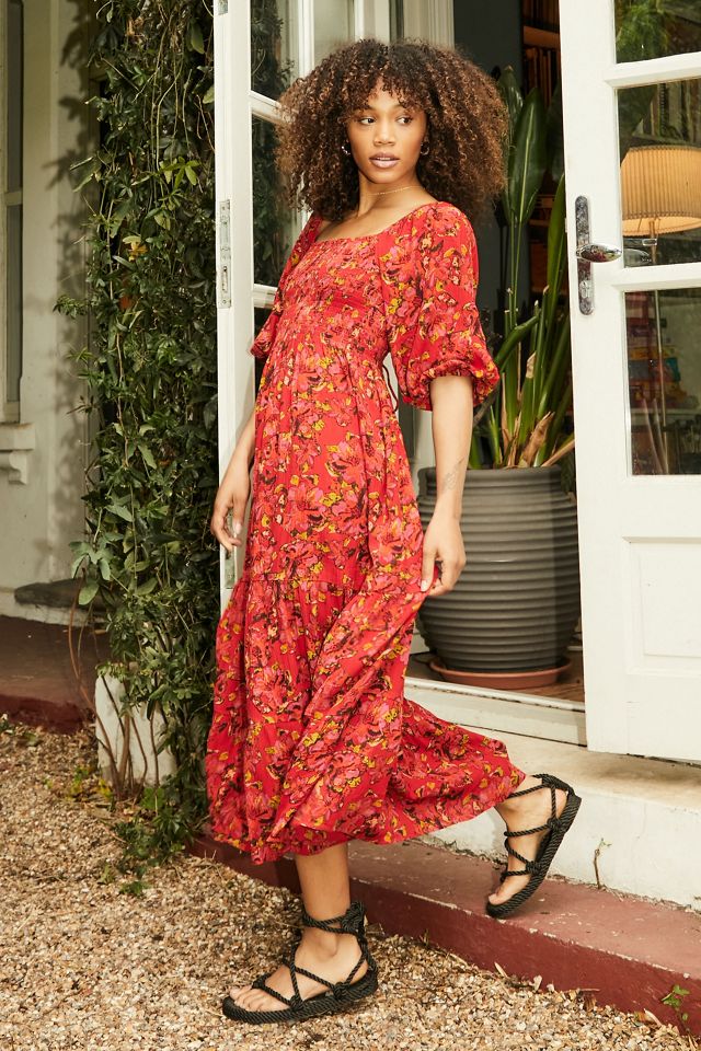 UO Lottie Red Bloom Maxi Dress #3