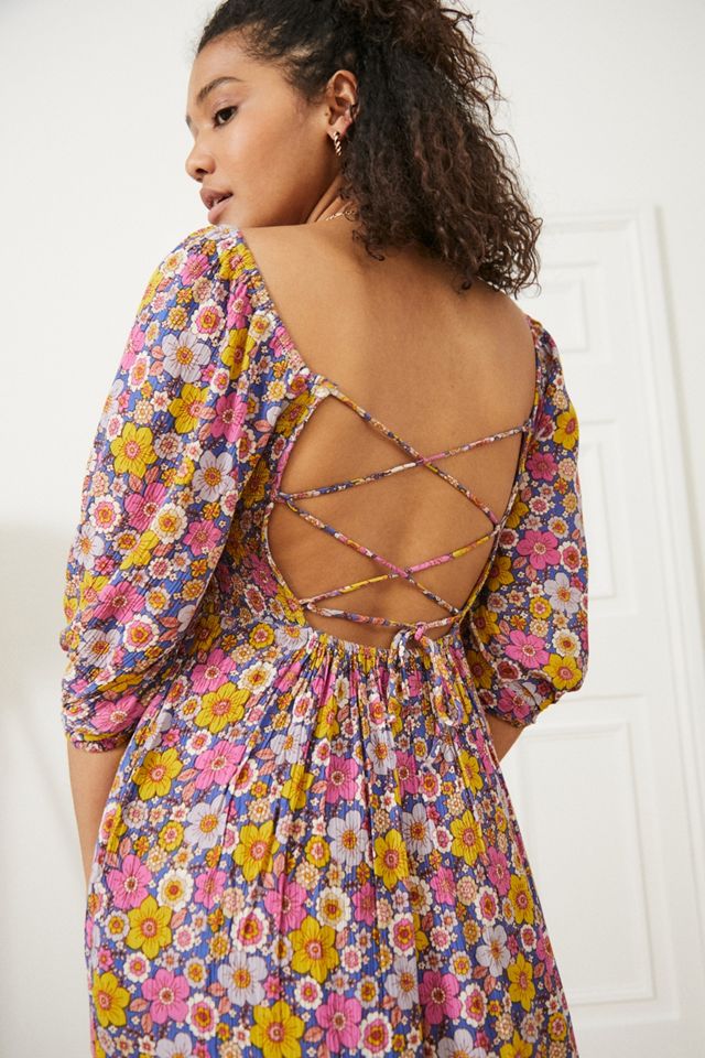 Robe midi à fleurs UO Lottie style années 70 avec attache dans le dos #2