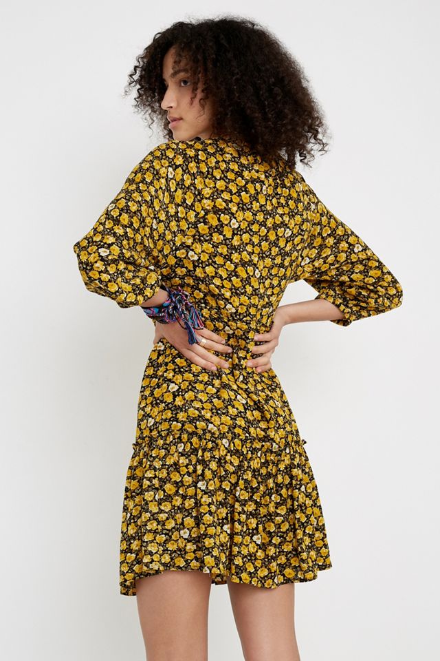 UO - Robe courte Livia à imprimé floral jaune #3