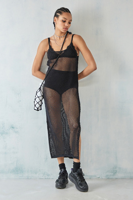 UO Fishnet Knit Midi Dress | Urban Outfitters UK