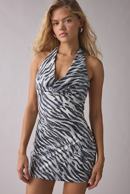 UO Coyote Cowl Neck Sequin Mini Dress - Orange M at Urban Outfitters