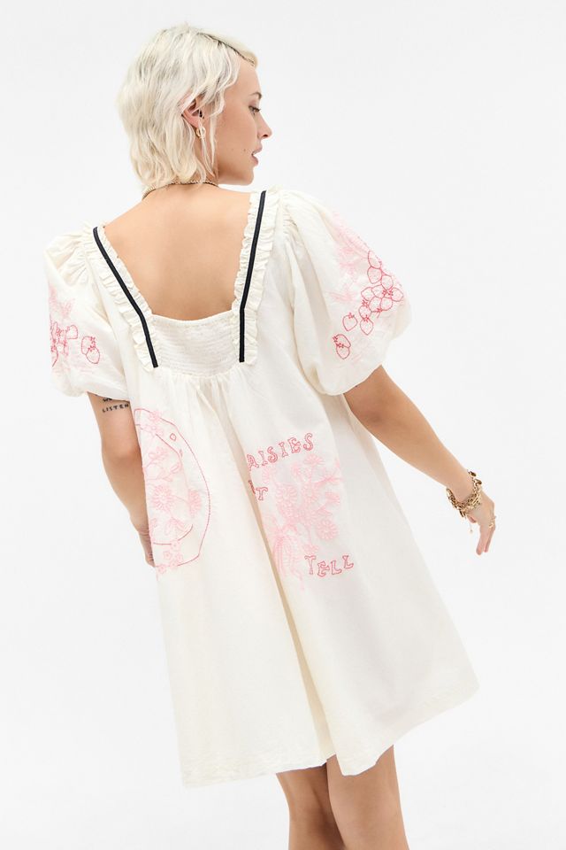 kimchi blue bailey embroidered puff sleeve babydoll mini dress Kimchi Blue Bailey Babydoll Mini Dress