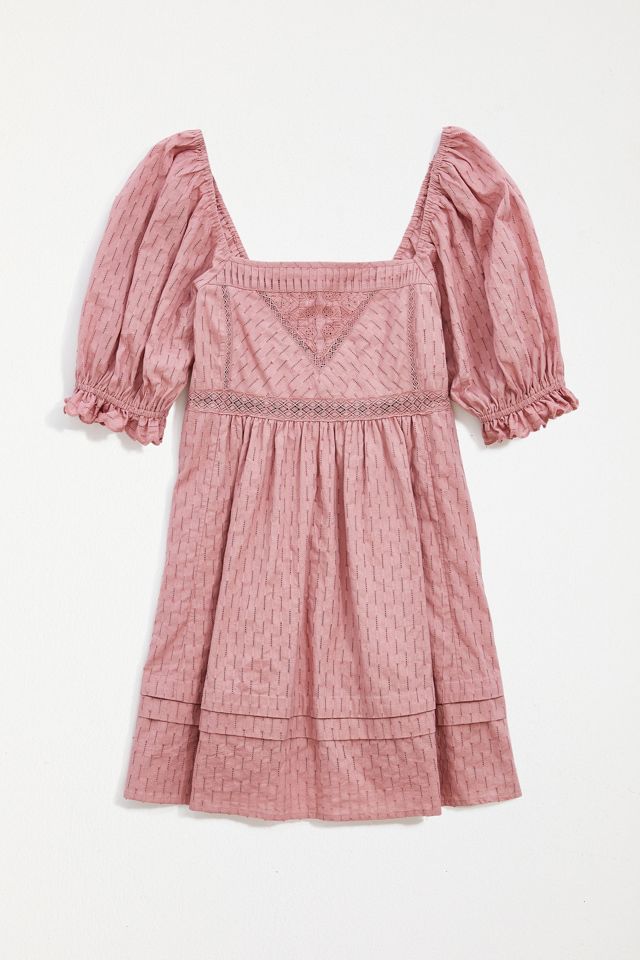 UO Embroidered Puff Sleeve Babydoll Dress | Urban Outfitters UK