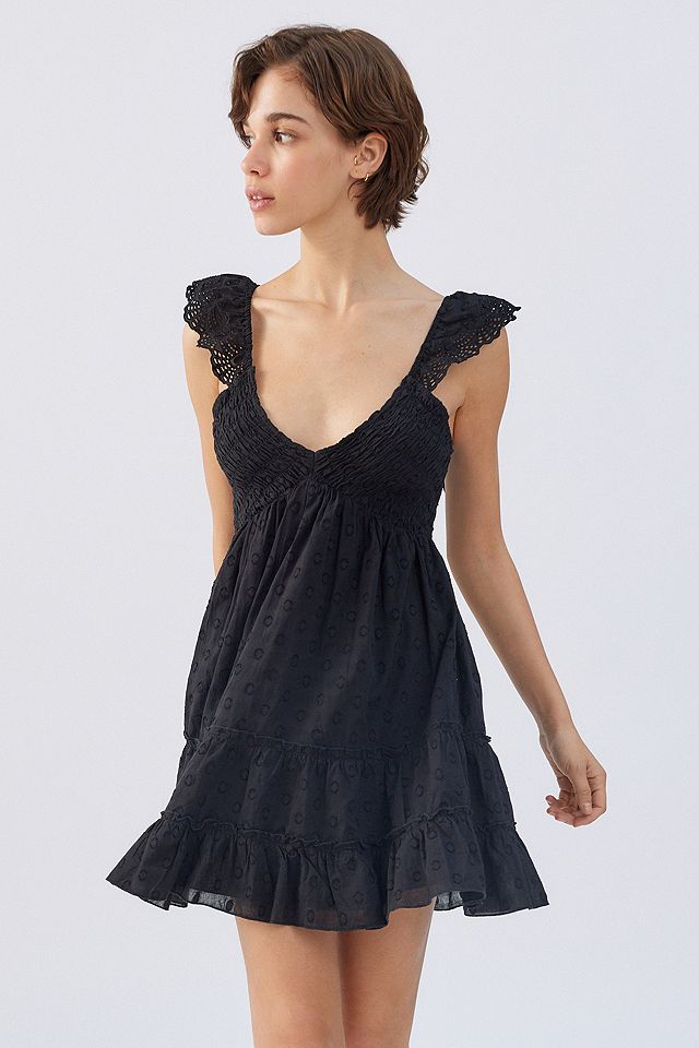 UO Malta Ruffle Sleeve Mini Dress | Urban Outfitters UK