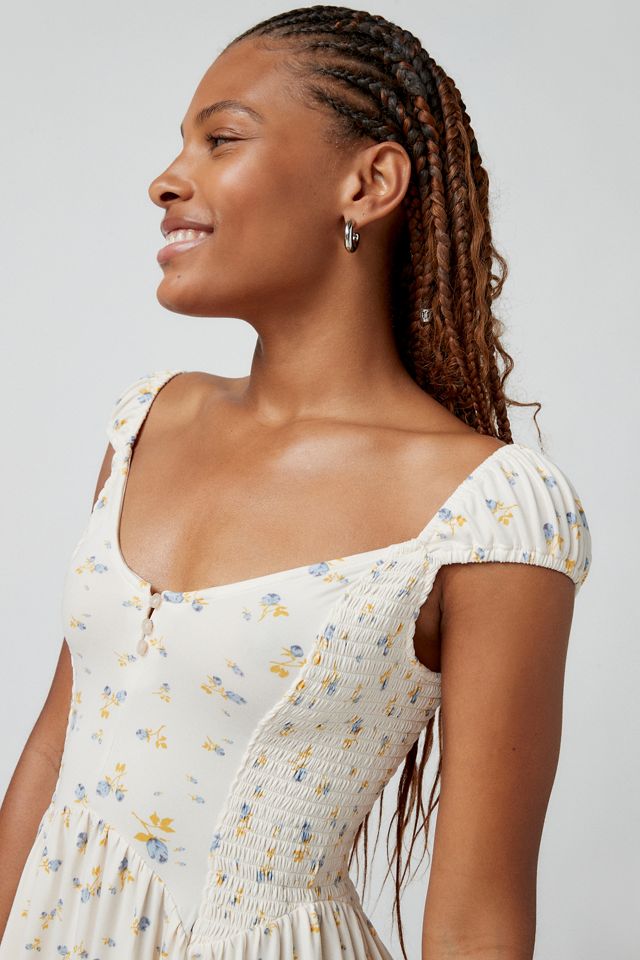 urban outfitters floral midi dress UO Ella Linen Floral Midi Dress