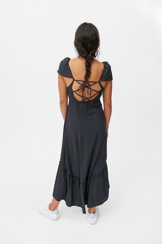 UO Siren Black Strappy Back Midi Dress