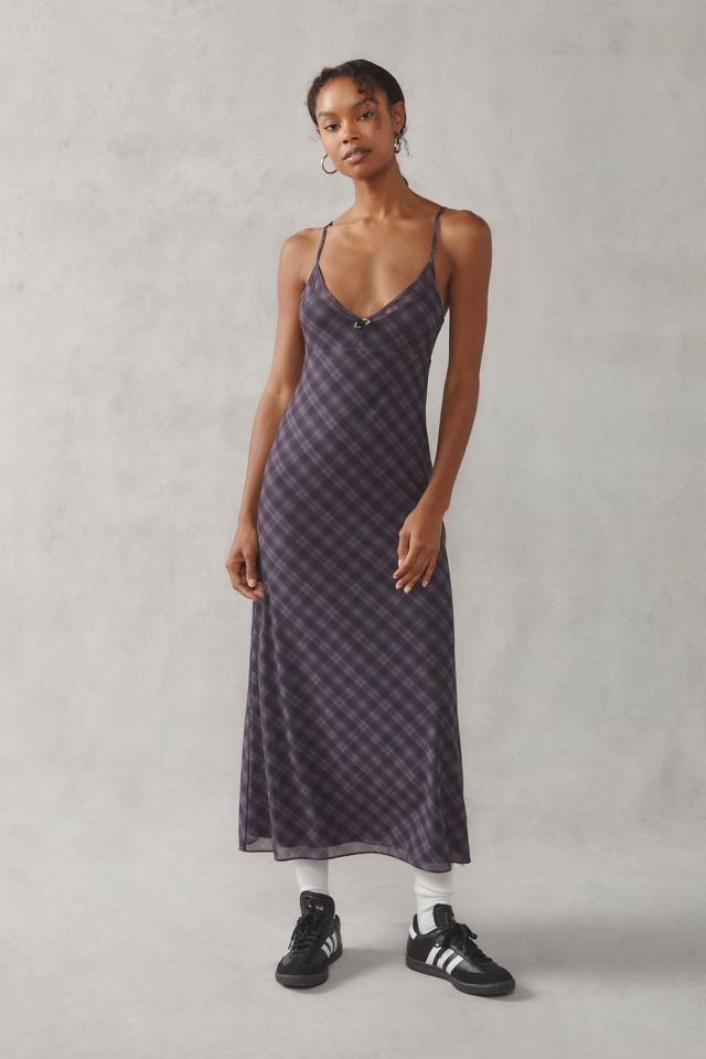 UO Ginnie Checkerboard Mesh Maxi Dress