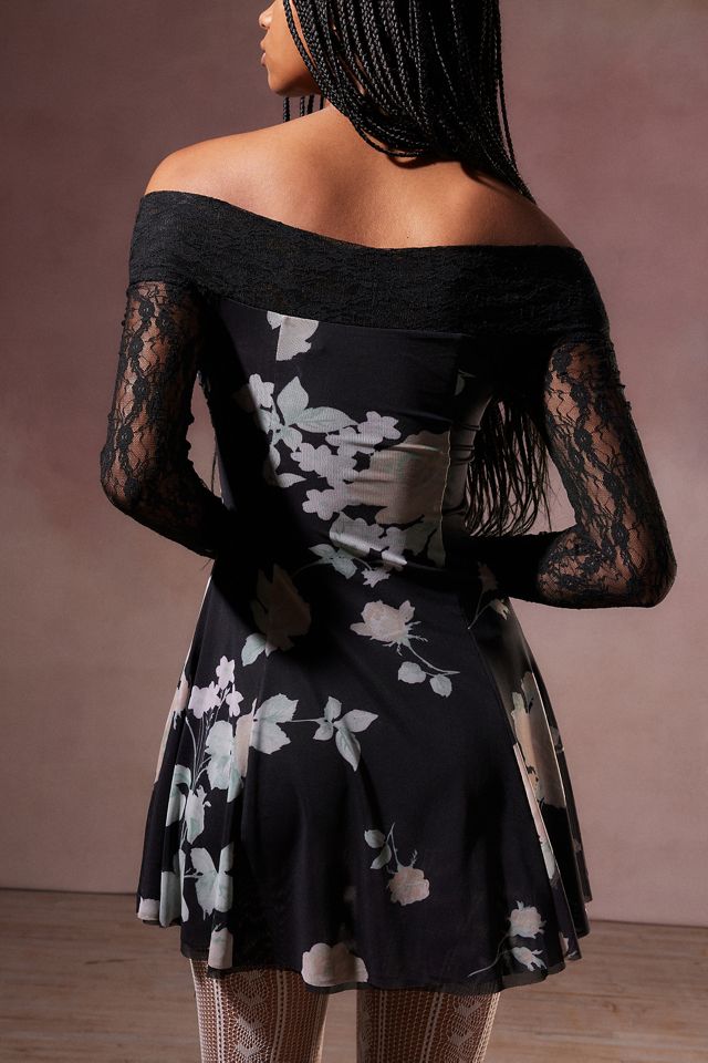 Vestido Mini de Encaje y Floral Sydney Kimchi Blue #3