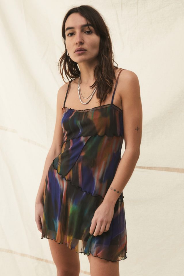 UO Moxie Multi Mesh Mini Slip Dress