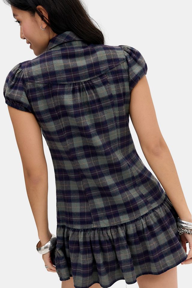 Kimchi Blue Check Peplum Shirt Dress #4
