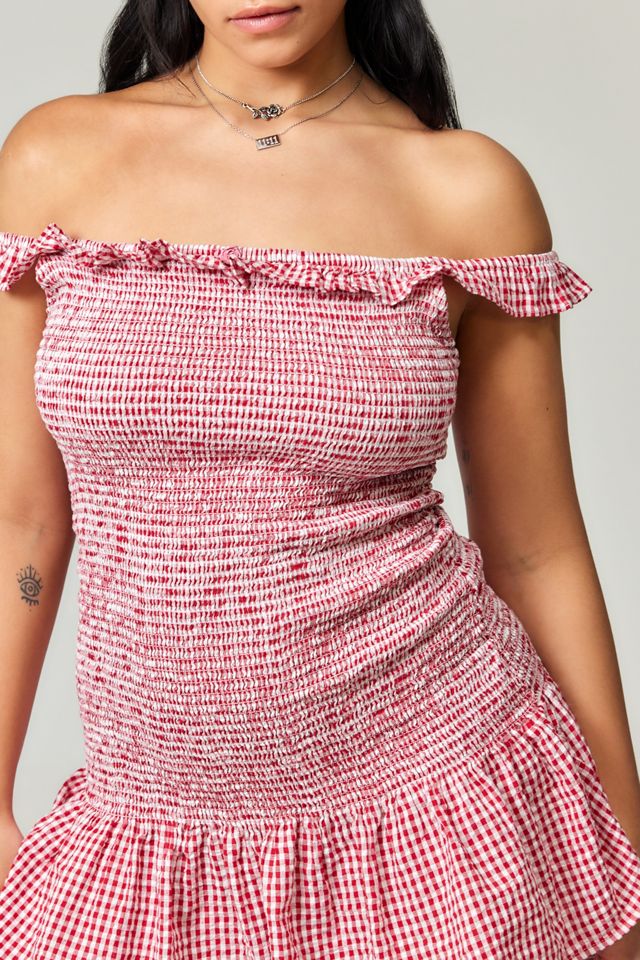 Kimchi Blue Evangalina Off-The-Shoulder Gingham Mini Dress #9