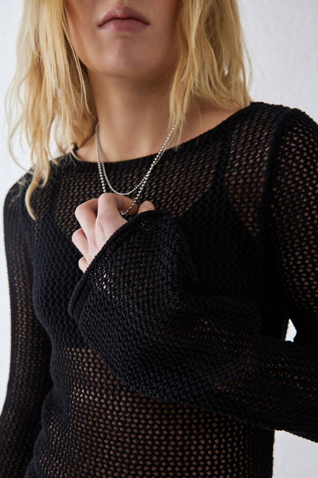 UO Fishnet Mesh Knitted Mini Dress  #2