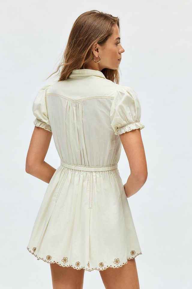 long sleeve flared mini dress Cream Open Knit Scoop Back Flare Sleeve Mini Dress