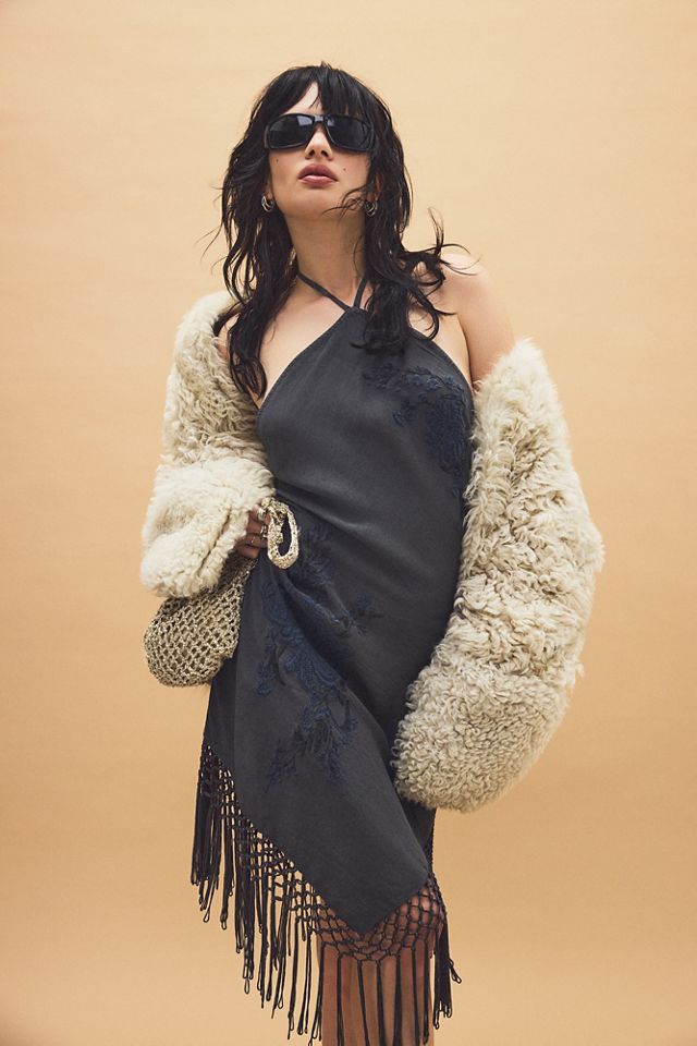 Robe midi brodée à fleurs avec franges Kimchi Blue #1