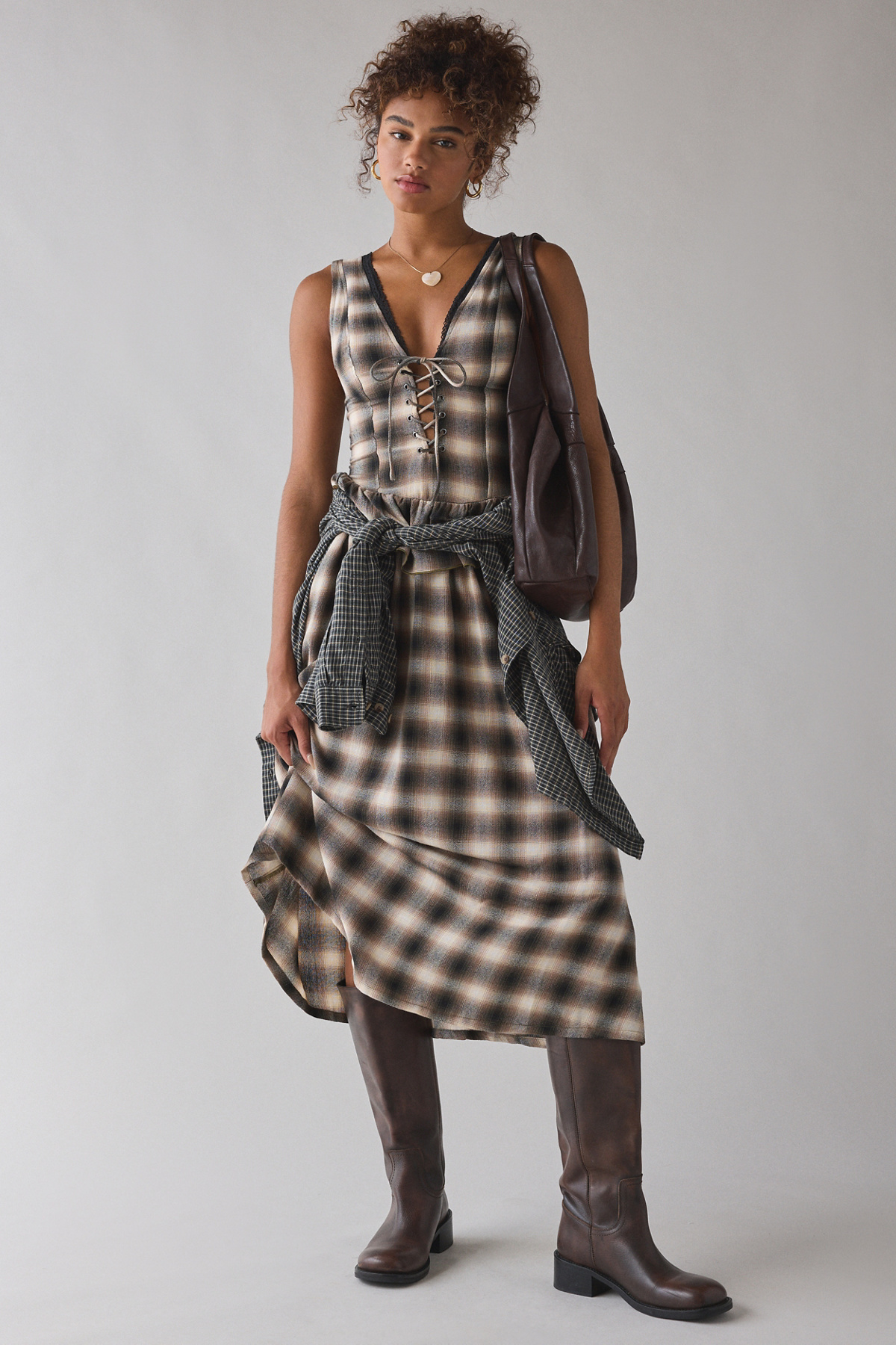 UO Perfectly Plaid Midi Dress