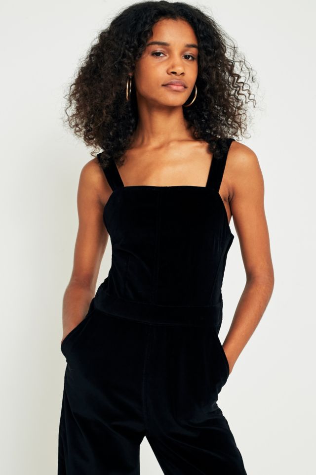 Urban Outfitters Velvet Bib Culotte Jumpsuit