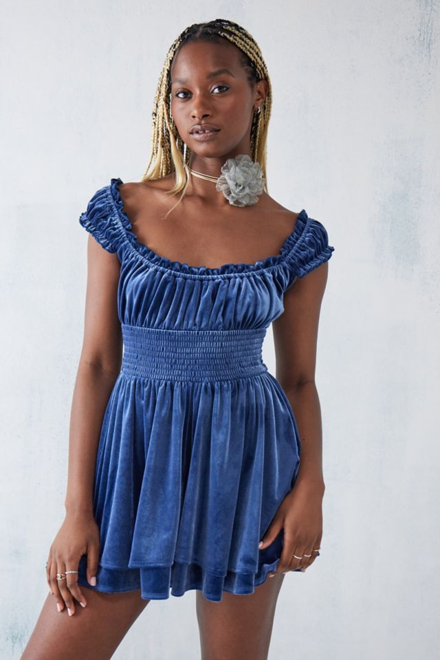 Kimchi Blue Rosie Velvet Playsuit | Urban Outfitters UK