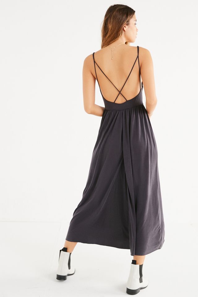 Pins & Needles Molly Black Cupro Culotte Jumpsuit #1