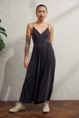 UO Black Molly Cupro Culotte Jumpsuit - Black M at Urban Outfitters
