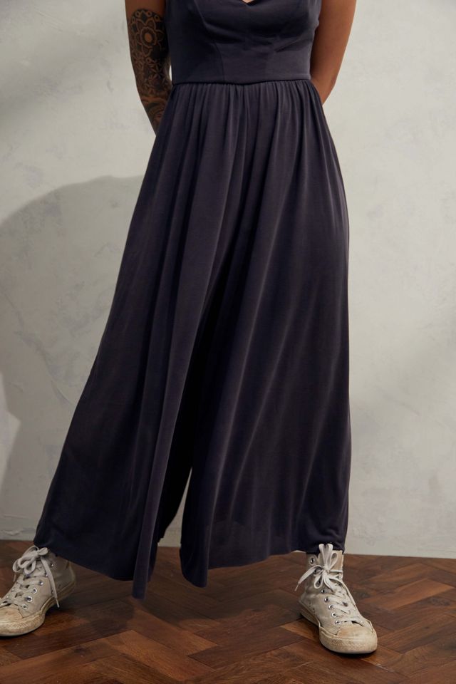 UO Black Molly Cupro Culotte Jumpsuit #2