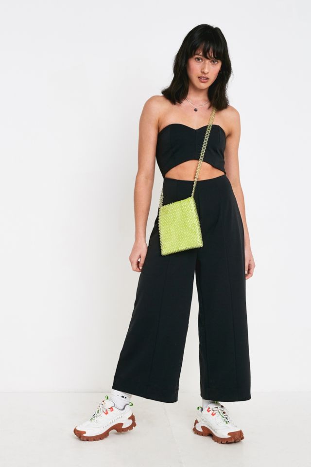 UO Marley Black Strapless Cut Out Jumpsuit