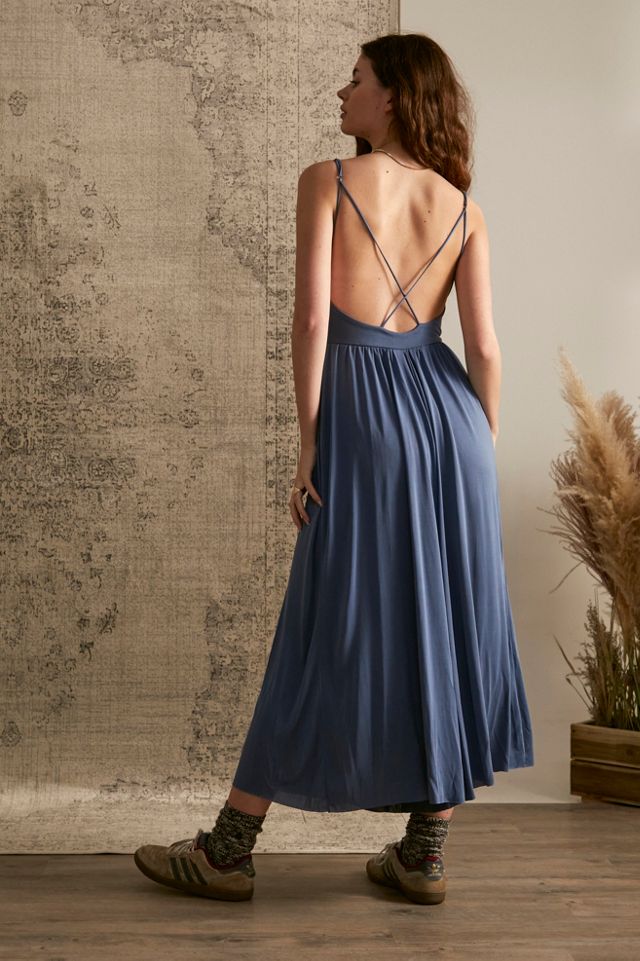 UO Blue Molly Cupro Culotte Jumpsuit #1
