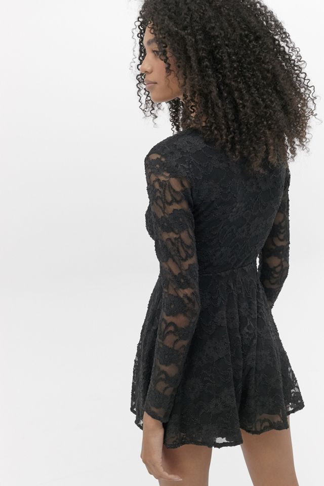 UO Whirlaway Lace Long Sleeve Playsuit #3