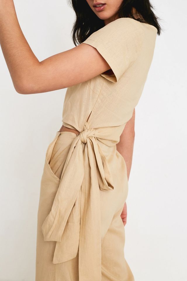 Urban Outfitters – Wickeloverall „Keira“ aus Leinen in Beige #2