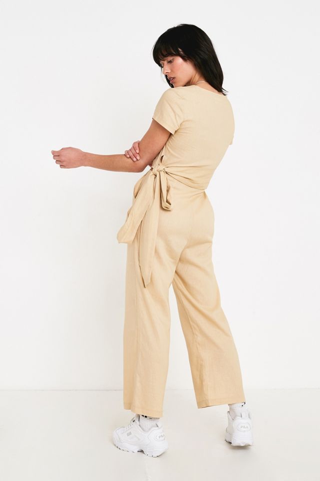 Urban Outfitters – Wickeloverall „Keira“ aus Leinen in Beige #3
