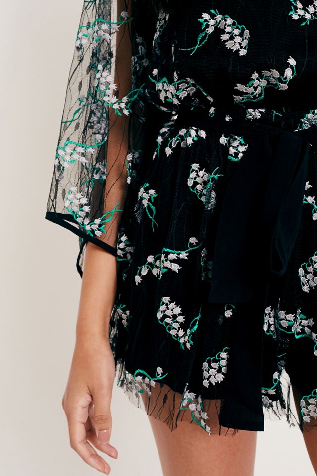 UO Jordana Embroidered Floral Mesh Playsuit   #2