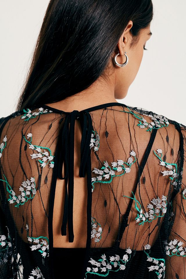UO Jordana Embroidered Floral Mesh Playsuit   #3