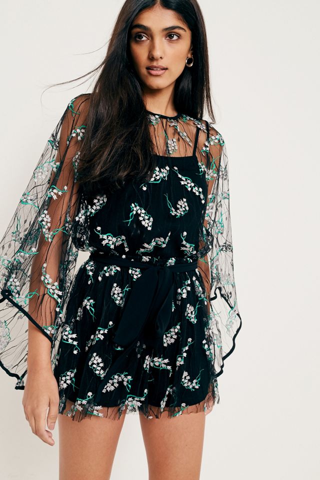 UO Jordana Embroidered Floral Mesh Playsuit   #5