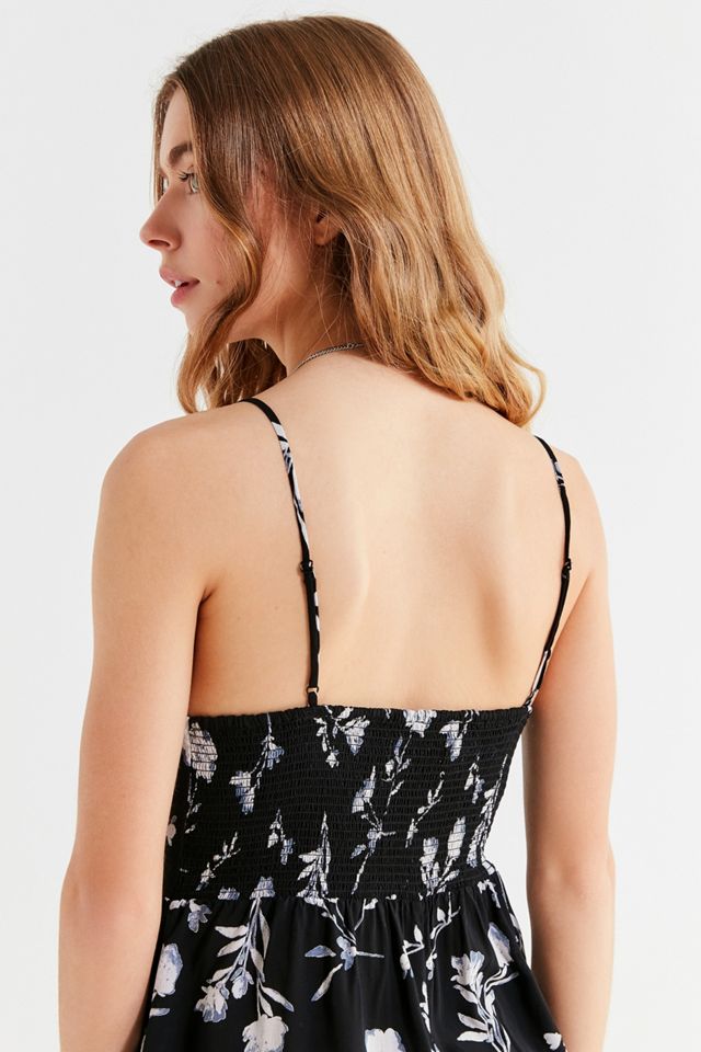 UO Poppy Sweetheart Floral Button-Through Romper #1
